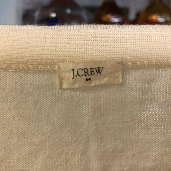 J. Crew Merino V Neck Cardigan Sweater Ivory - Picture 2 of 7